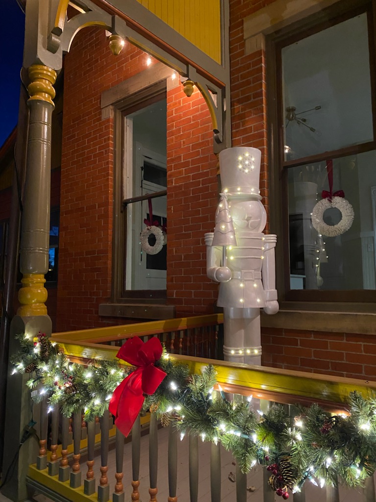 Frost Village Holiday Lights, Tiffin Ohio, historic home, nut cracker decoration
