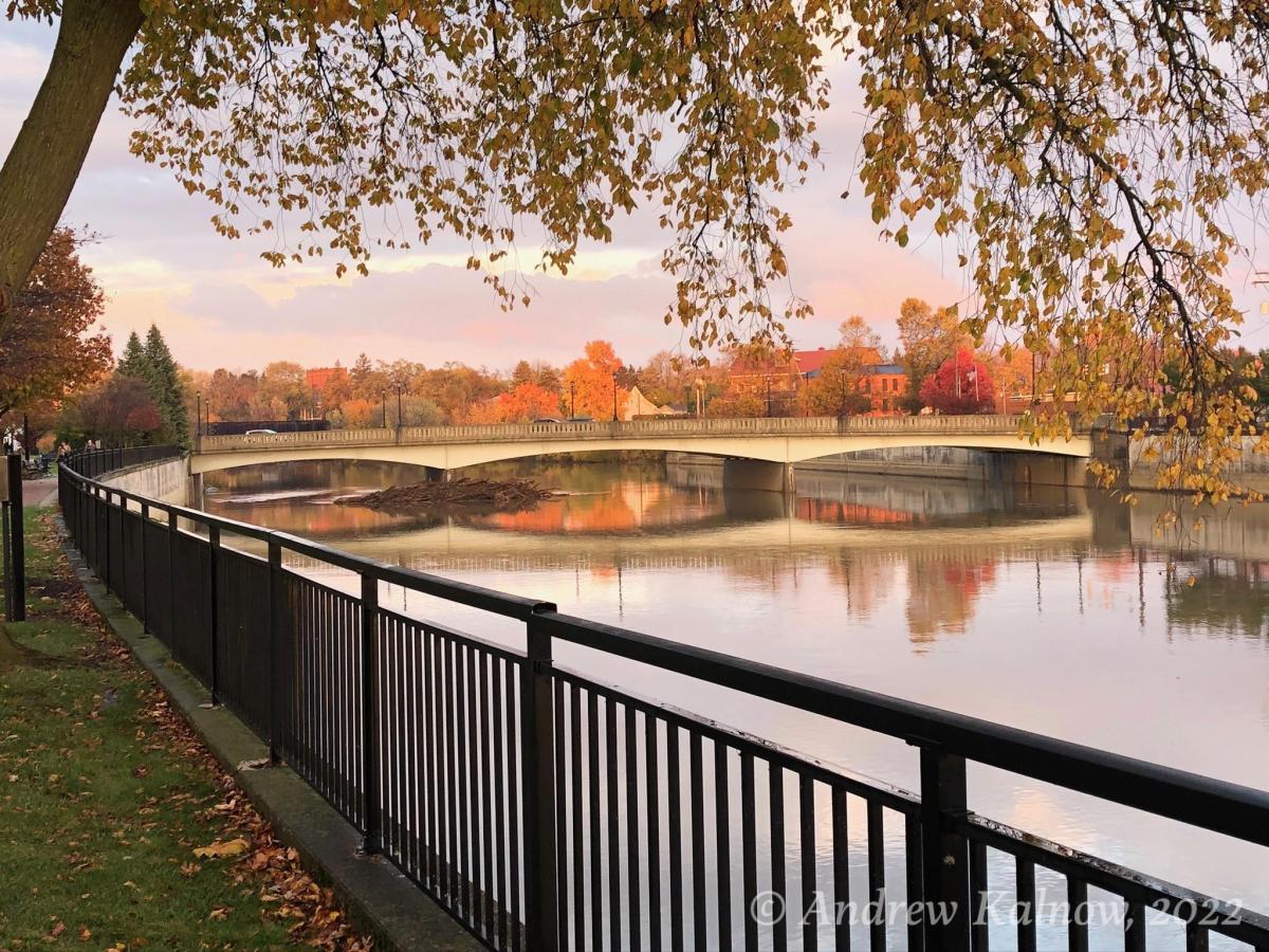 Fall colors reflecting in the Sandusky River.